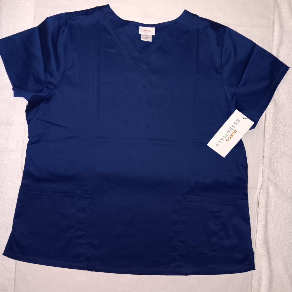 BARCO. WOMEN'S SHORT SLEEVE V NECK SIDE SLIT SCRUB TOP